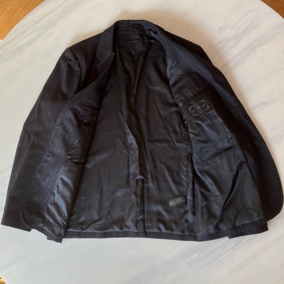 John Varvatos Black Brown Subtle Striped Two Button Blazer 42 - Picture 2 of 9